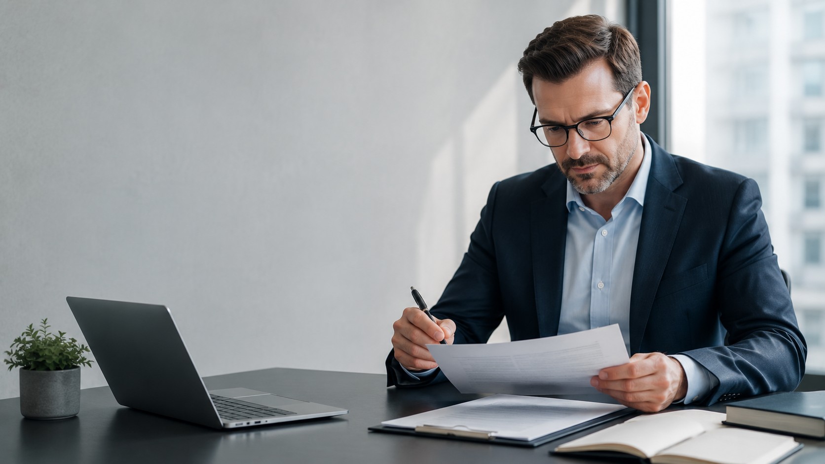 Attorney reviewing documents for False Claims Act case evaluation